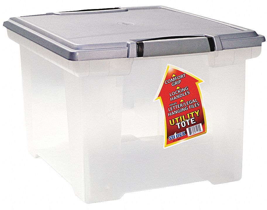 File Storage Box: Letter/Legal File Size, 11 3/4 in Ht, Lid, 18 1/2 in Wd, 14 1/4 in Dp