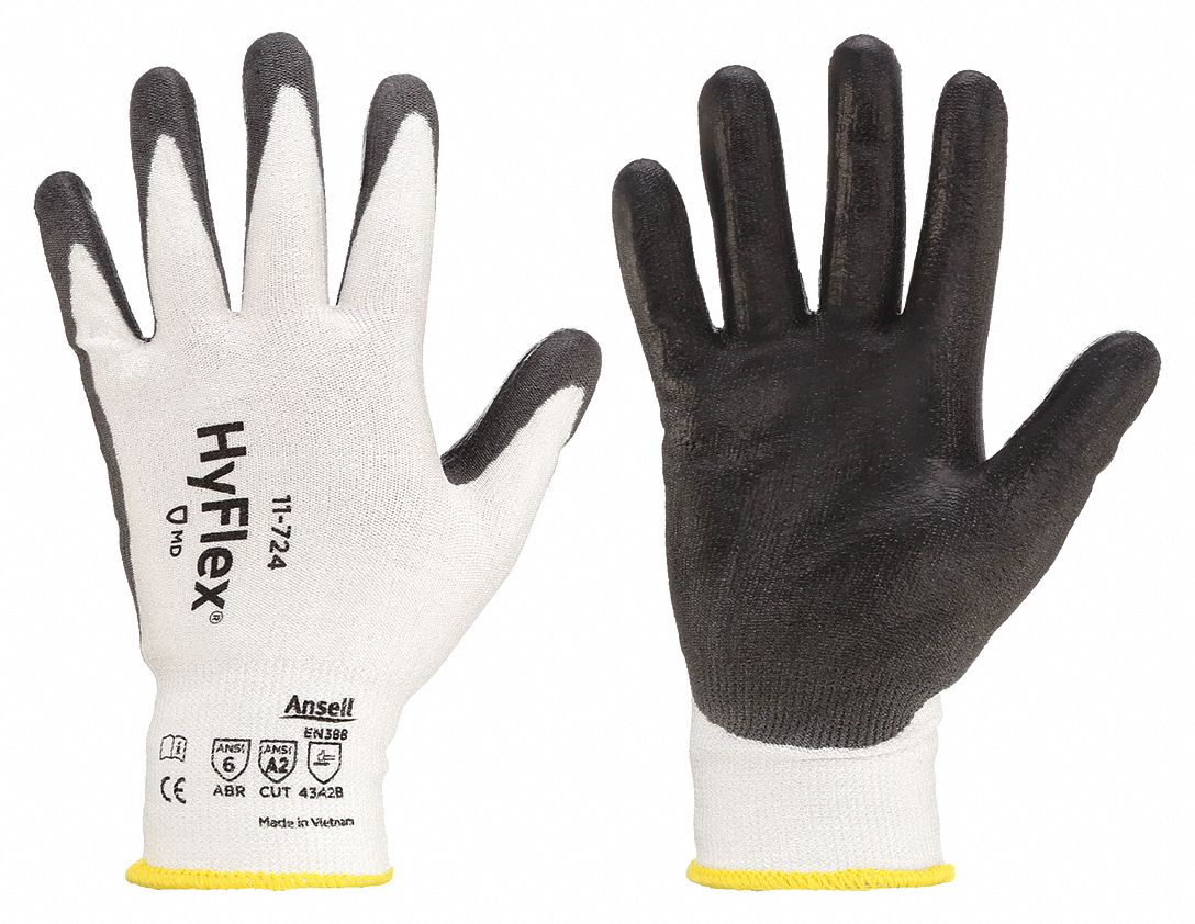 Coated Gloves: 2XL ( 11 ), ANSI Cut Level A2, Palm, Dipped, Polyurethane, Sandy, 1 PR