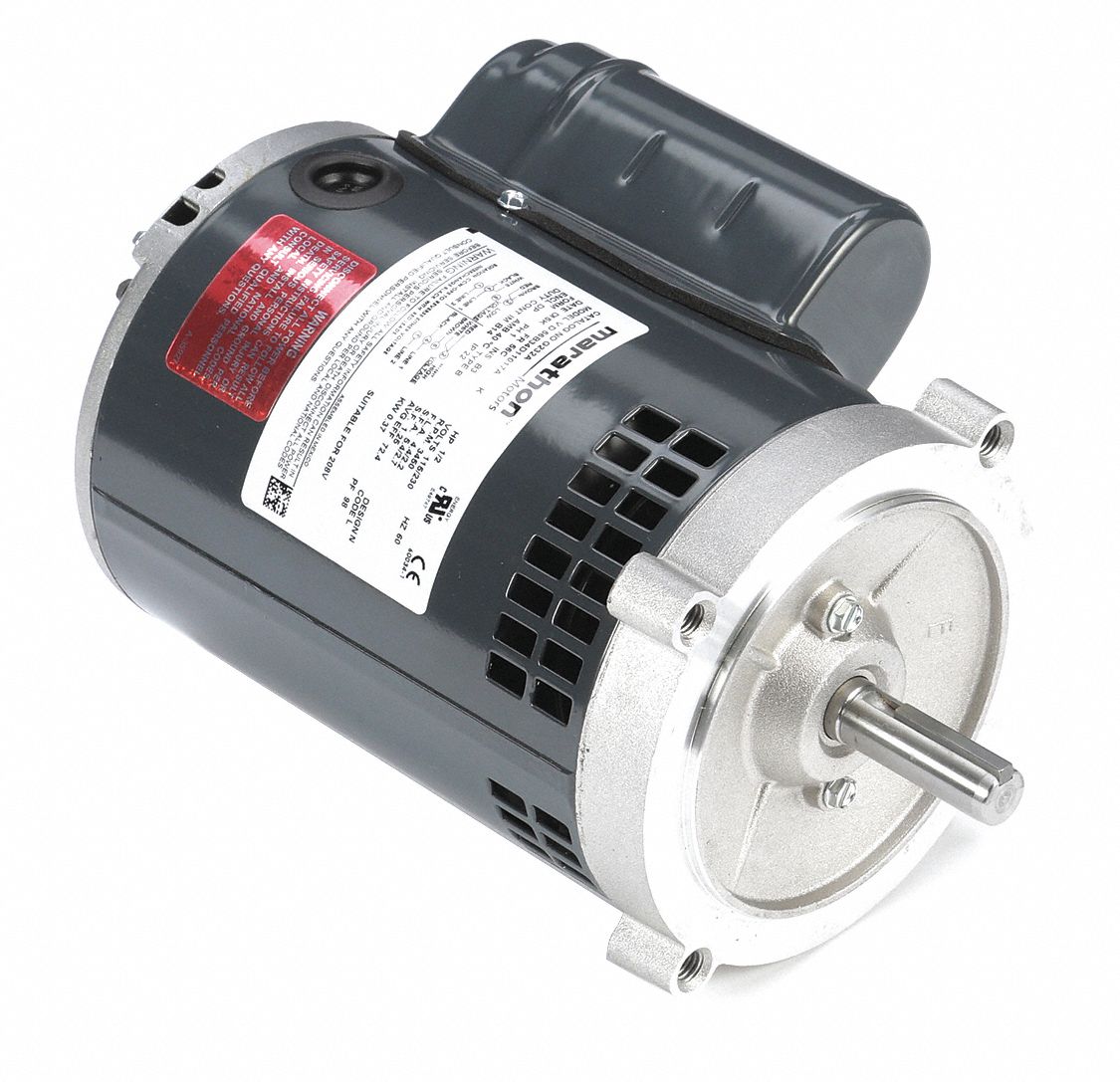 MARATHON MOTORS General Purpose Motor Open Dripproof, Face Mount, 1/2 HP, 3,450 Nameplate RPM