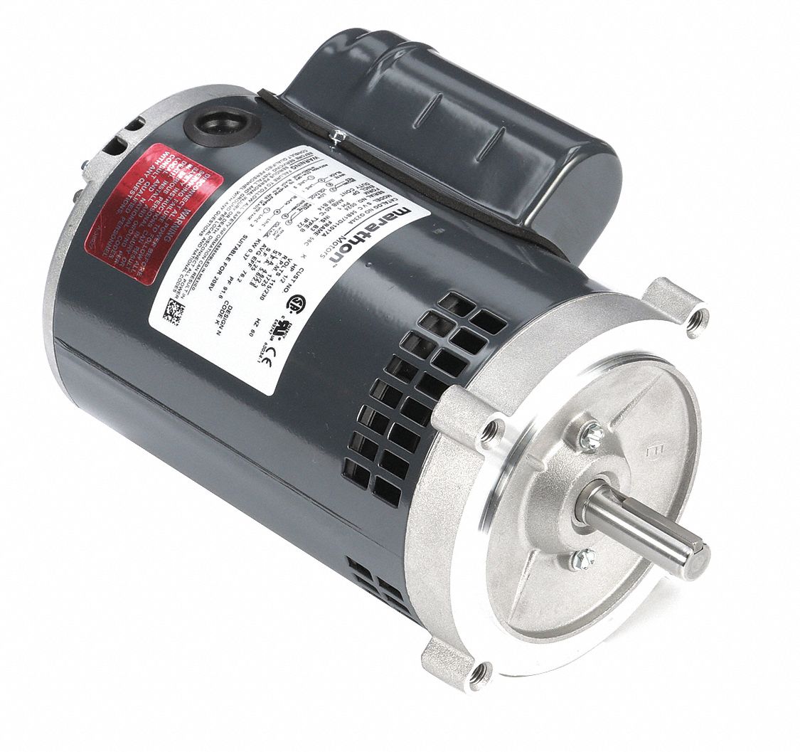 MARATHON MOTORS General Purpose Motor Open Dripproof, Face Mount, 1/2 HP, 1,725 Nameplate RPM