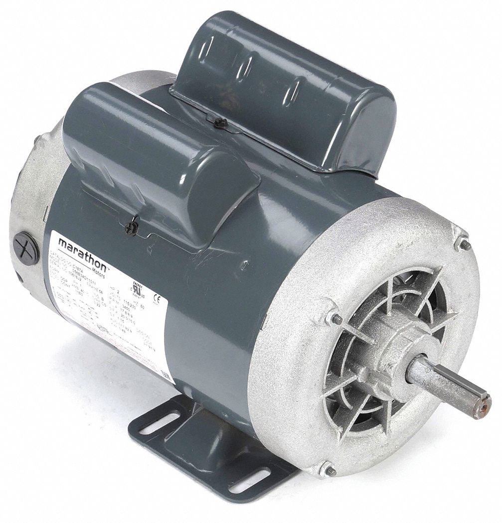 General Purpose Motor: Single Phase, 2 hp, 115/230V AC, 56 Frame Size, 5/8 in x 1 7/8 in, B