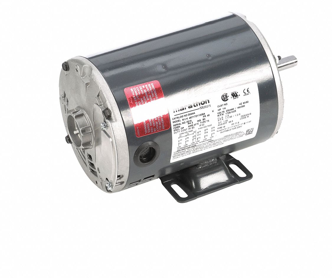 General Purpose Motor: Open Drip Proof, Rigid Base Mount, 1/4 HP, 1, 725 Nameplate RPM