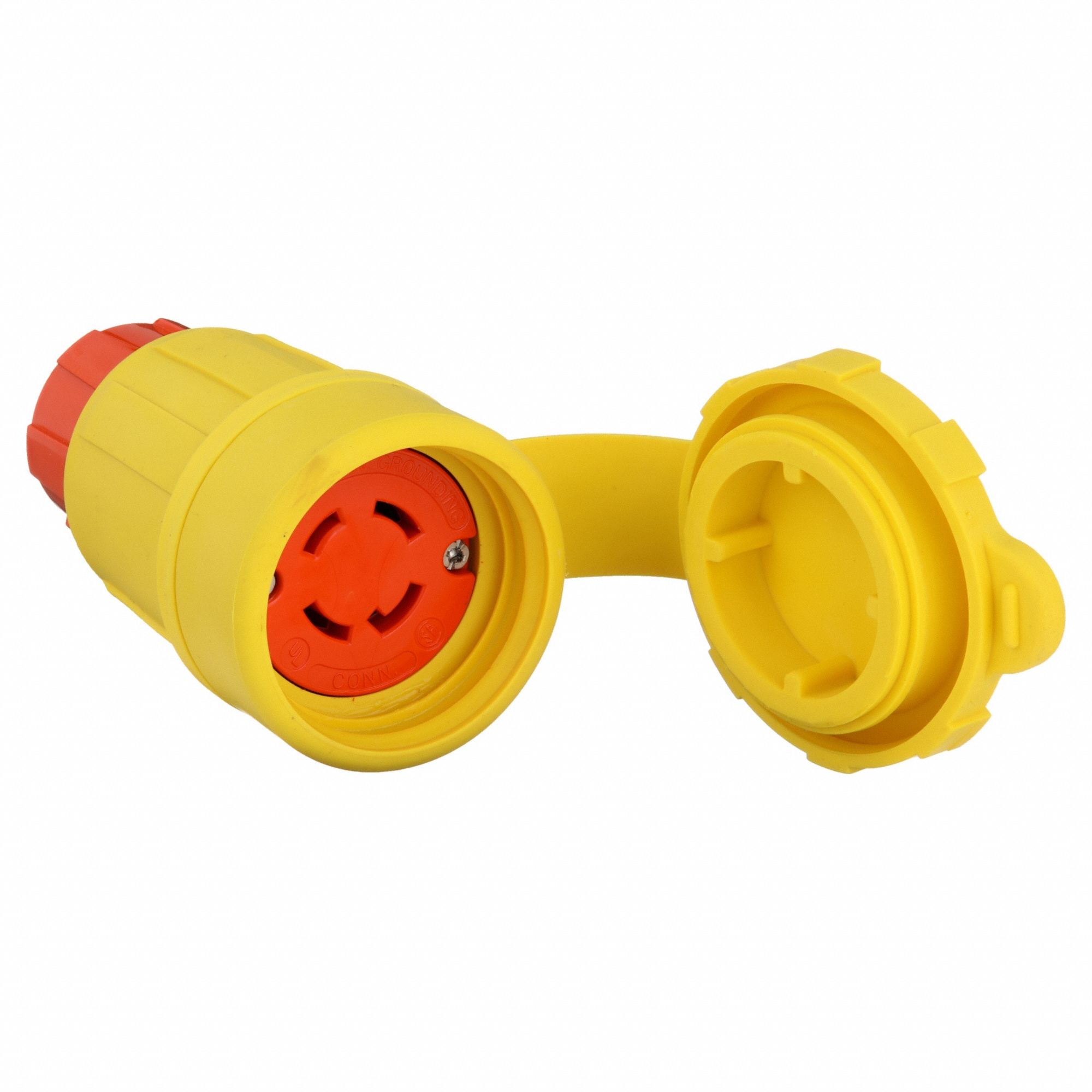 Locking Connector: L14-30R, 30 A, 125/250V AC, 3 Poles, Yellow, Shrouded, Antimicrobial