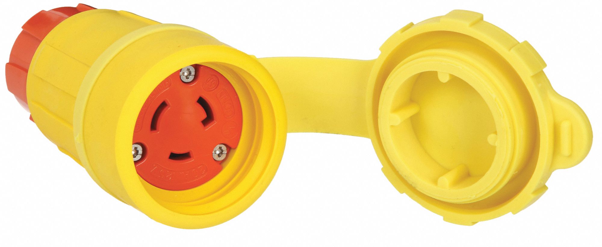 Locking Connector: L5-20R, 20 A, 125V AC, 2 Poles, Yellow, Shrouded, Antimicrobial