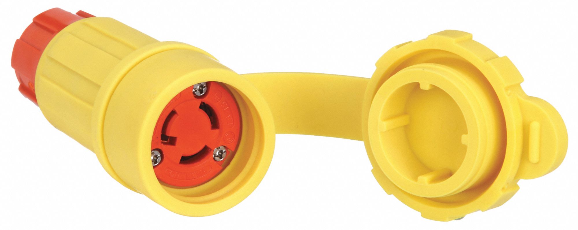 Locking Connector: L5-15R, 15 A, 125V AC, 2 Poles, Yellow, Shrouded, Antimicrobial