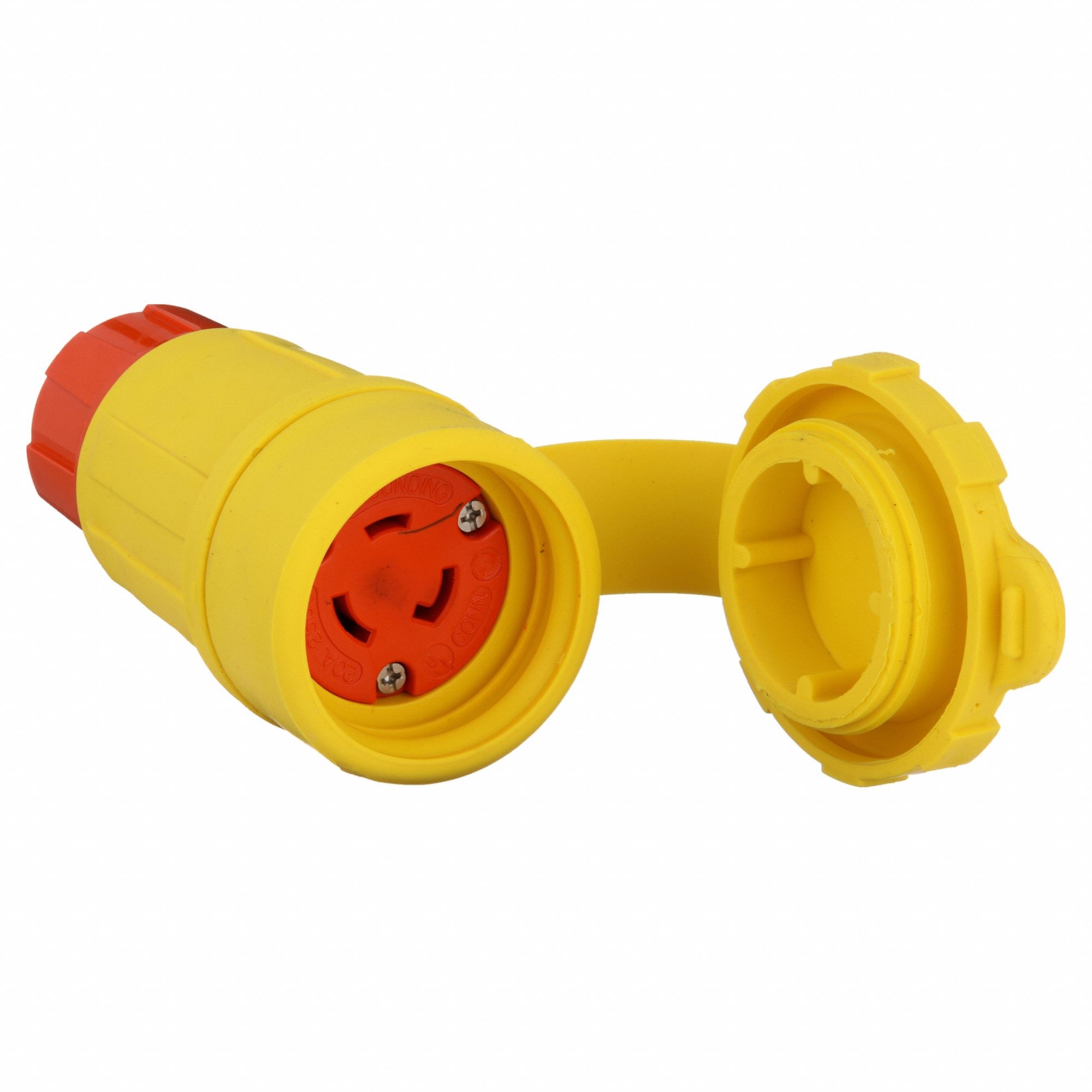 Locking Connector: L6-20R, 20 A, 250V AC, 2 Poles, Yellow, Shrouded, Antimicrobial