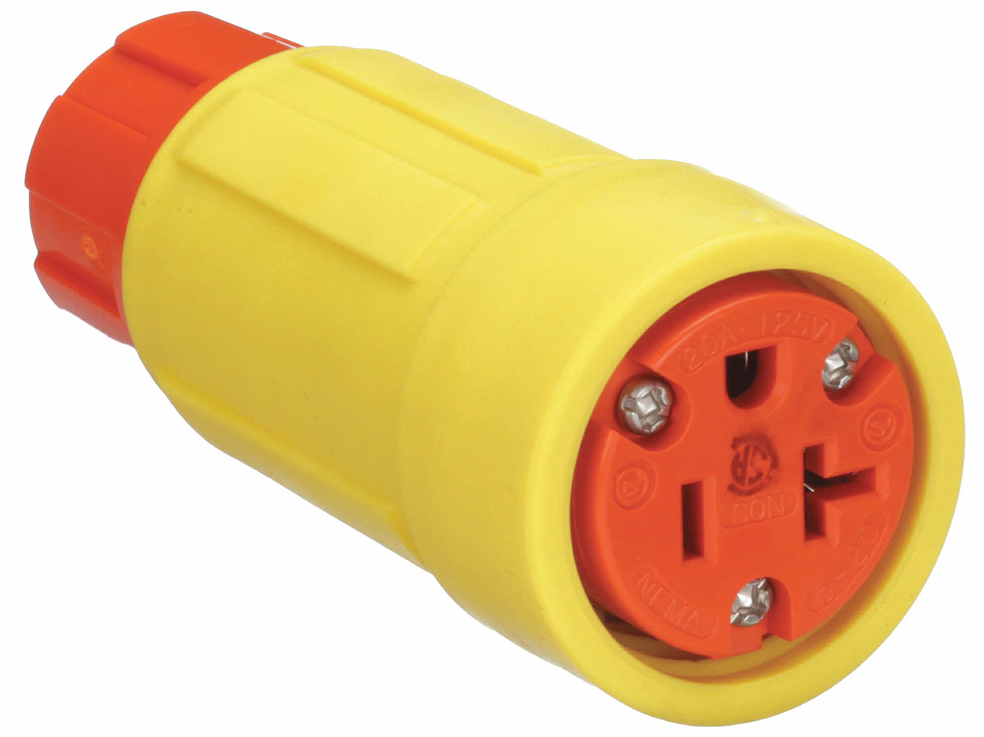 WATERTIGHT STRAIGHT BLADE CONNECTOR, 5-20R, 20 A, 125V AC, 2 POLES, YELLOW, ANTIMICROBIAL RESIST