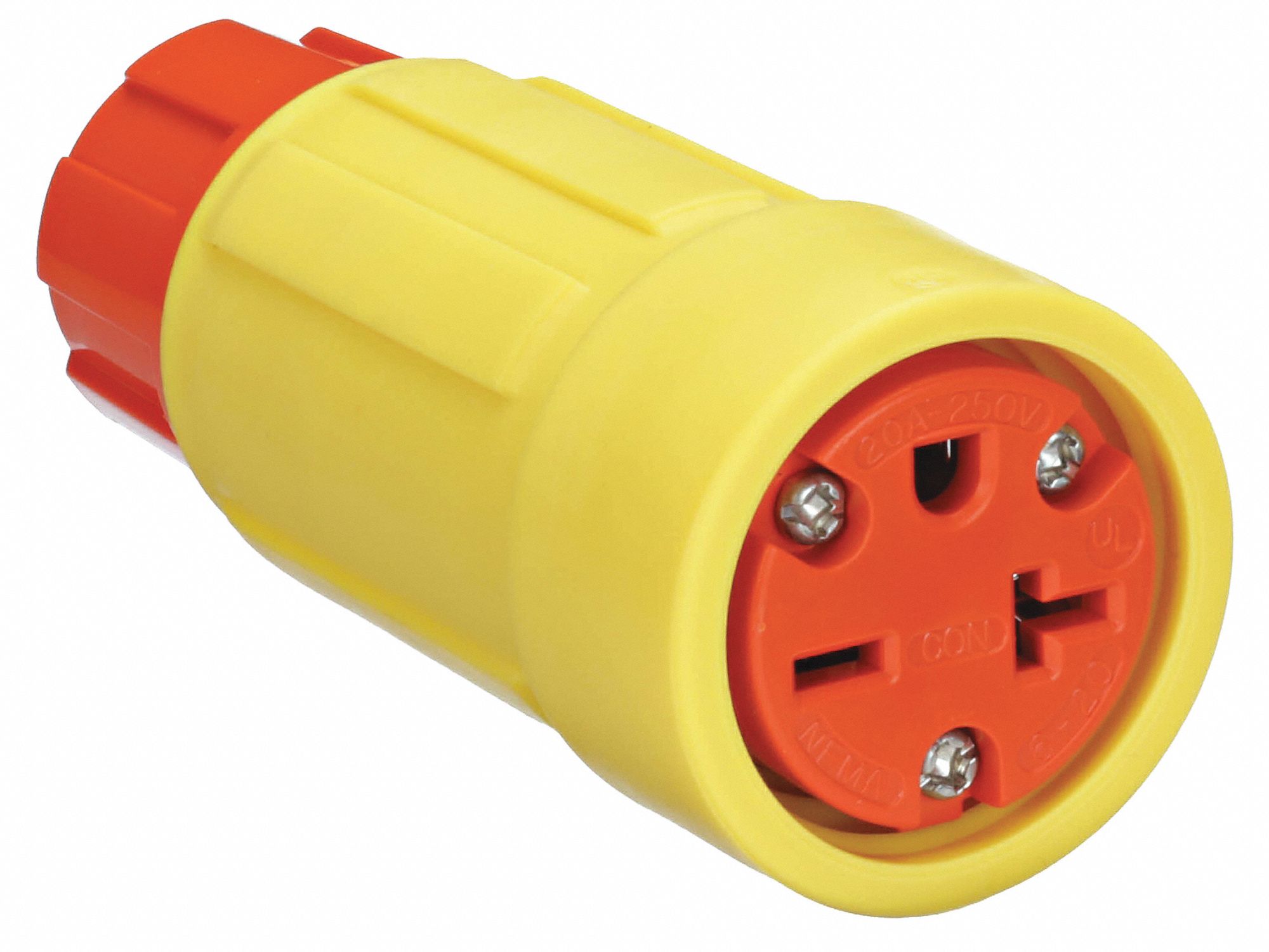 WATERTIGHT STRAIGHT BLADE CONNECTOR, 6-20R, 20 A, 250V AC, 2 POLES, YELLOW, ANTIMICROBIAL RESIST