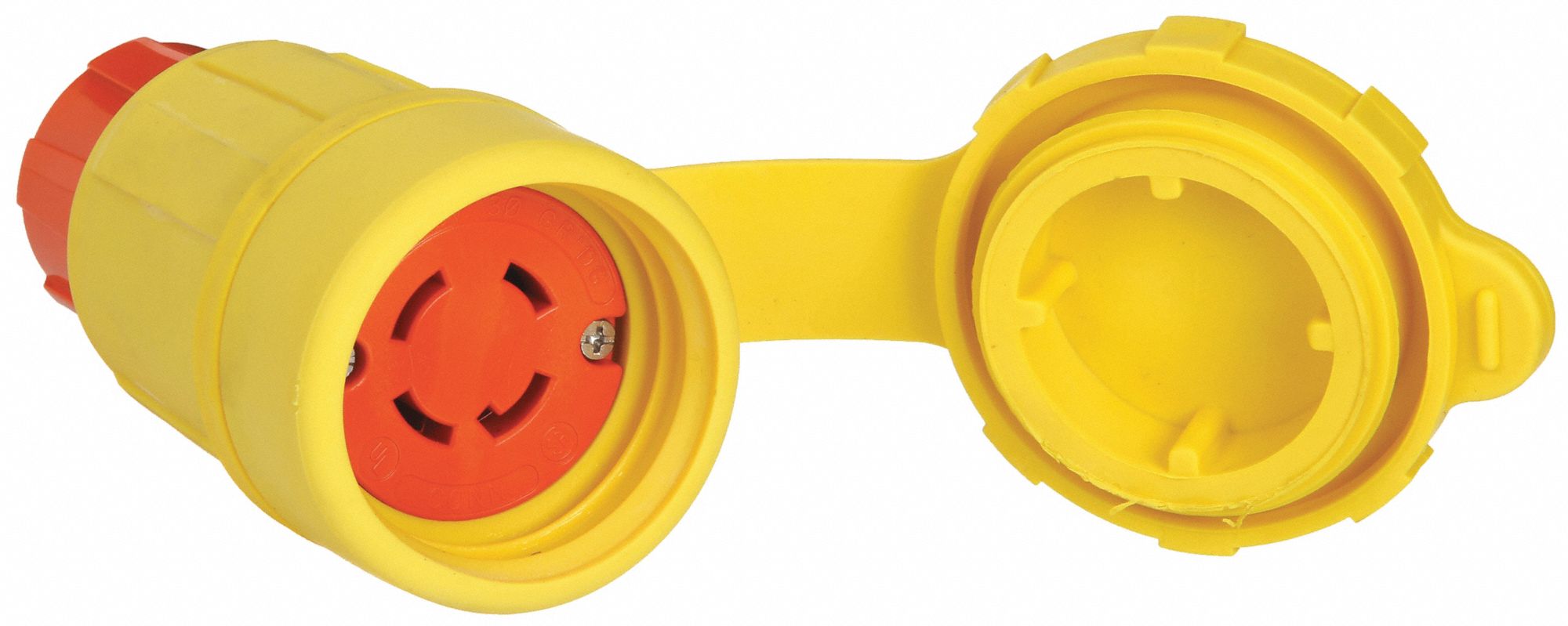 Locking Connector: L16-30R, 30 A, 480V AC, 3 Poles, Yellow, Shrouded, Antimicrobial
