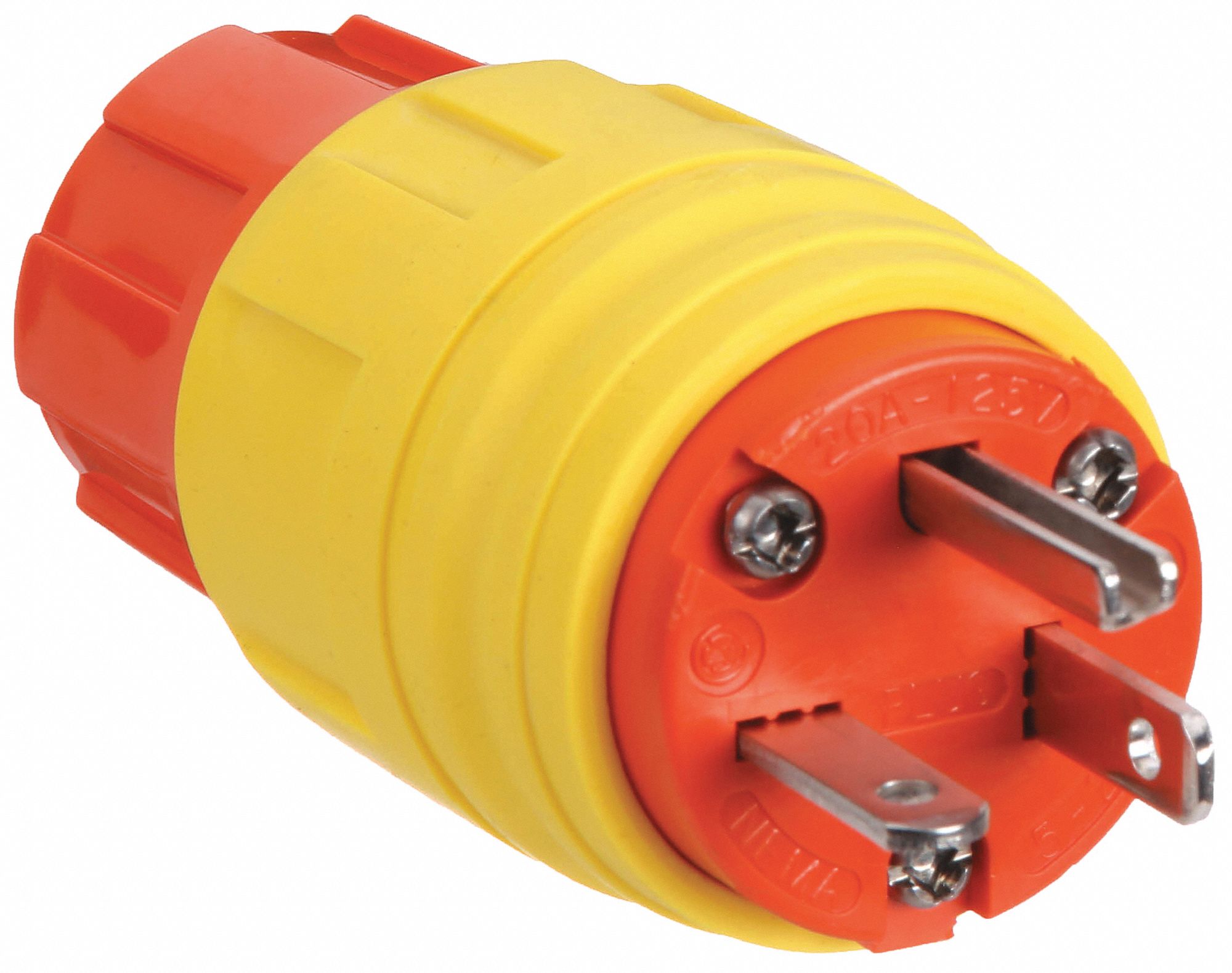 WATERTIGHT STRAIGHT BLADE PLUG, 5-20P, 20 A, 125V AC, YELLOW, 2 POLES