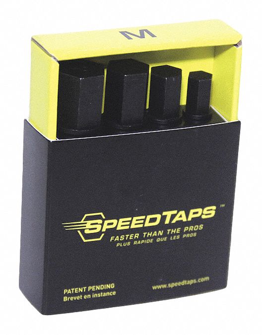 Multiple Size Tap Set: 4 Pieces, High Speed Steel, Bright (Uncoated), UNC, 5 PK