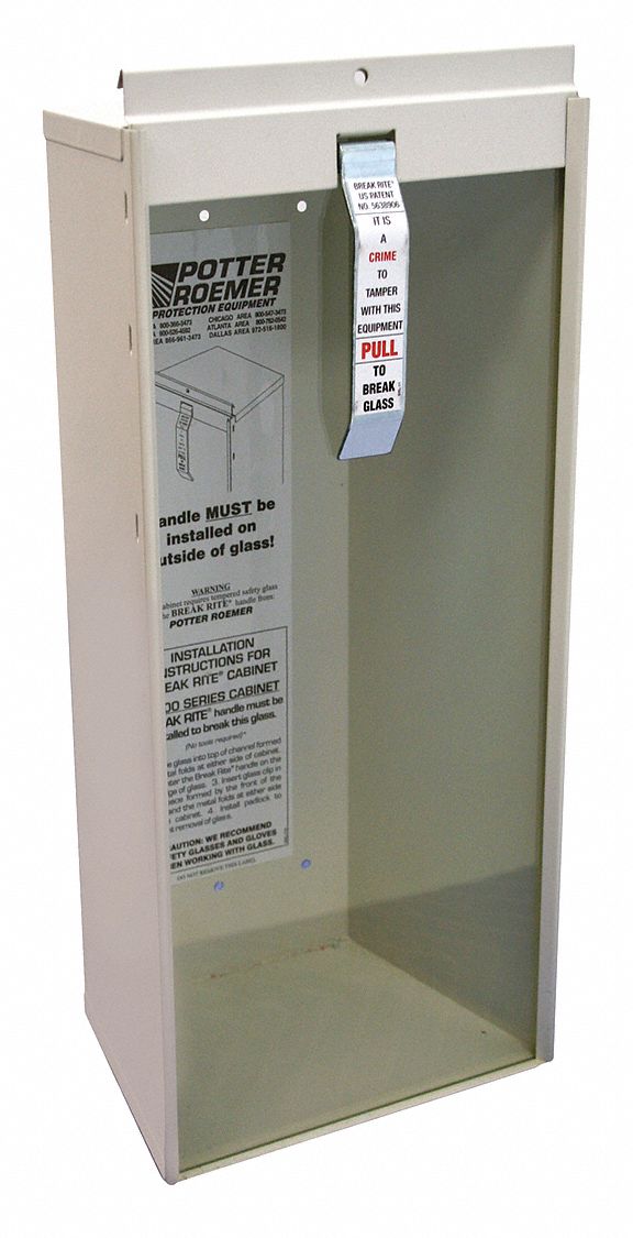 Fire Extinguisher Cabinet: Surface Mount Mounting, 6 lb Capacity, Galvanized Steel, 19 in Ht