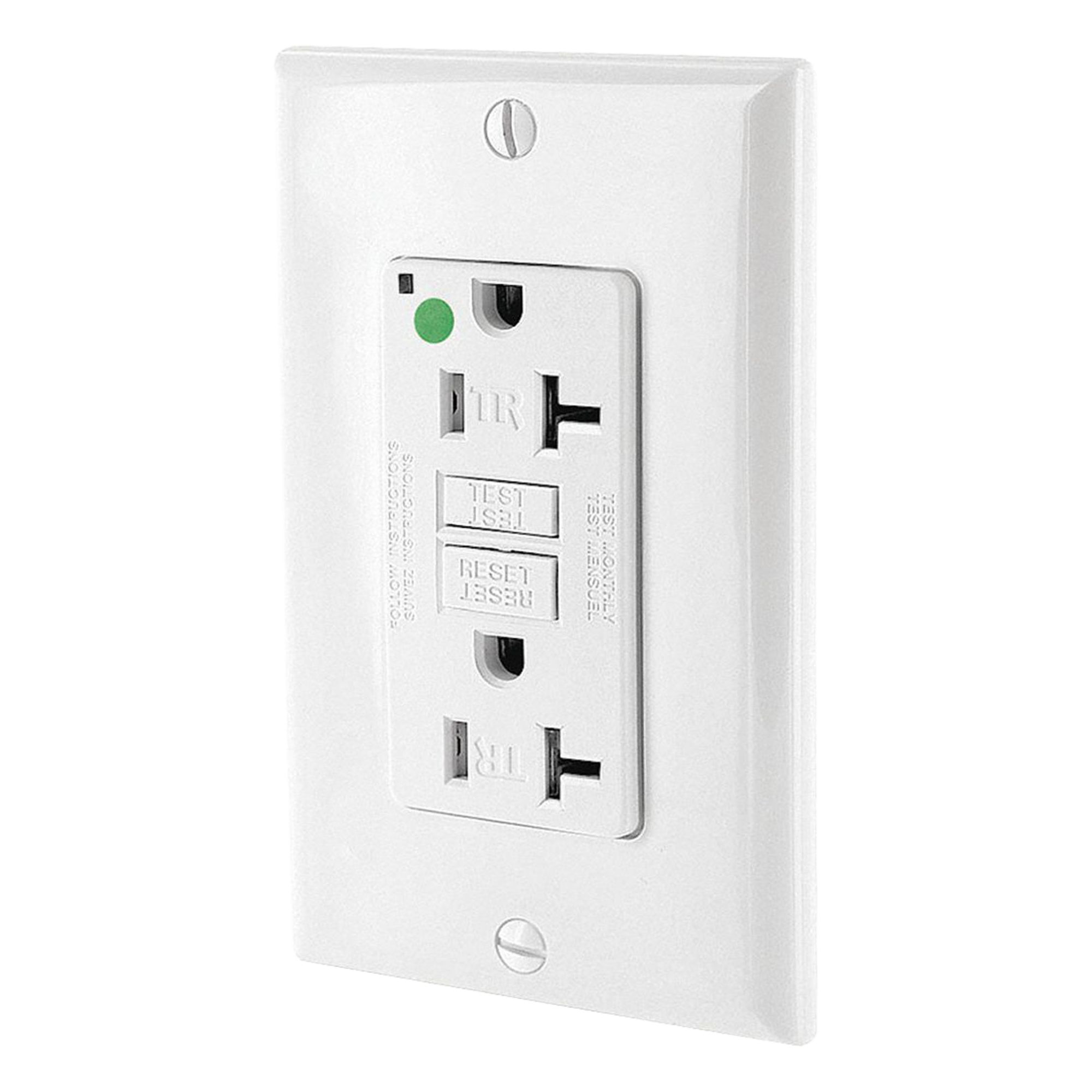 LEVITON GFI Receptacle: Hospital Grade Fed. Spec., Decorator Duplex, 5-20R, White, GFCI, 125V AC (MPN GFTR2-HGW)
