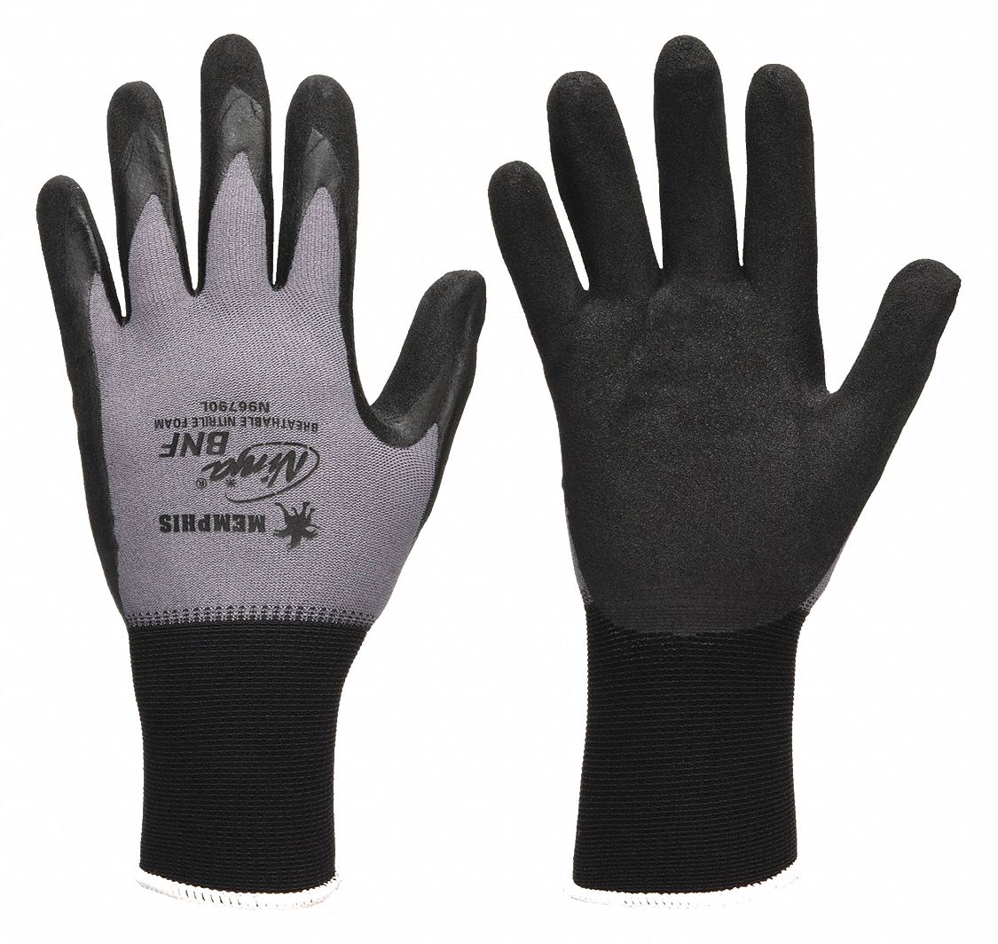 Coated Gloves, Palm and Fingers, XS, 9", PR