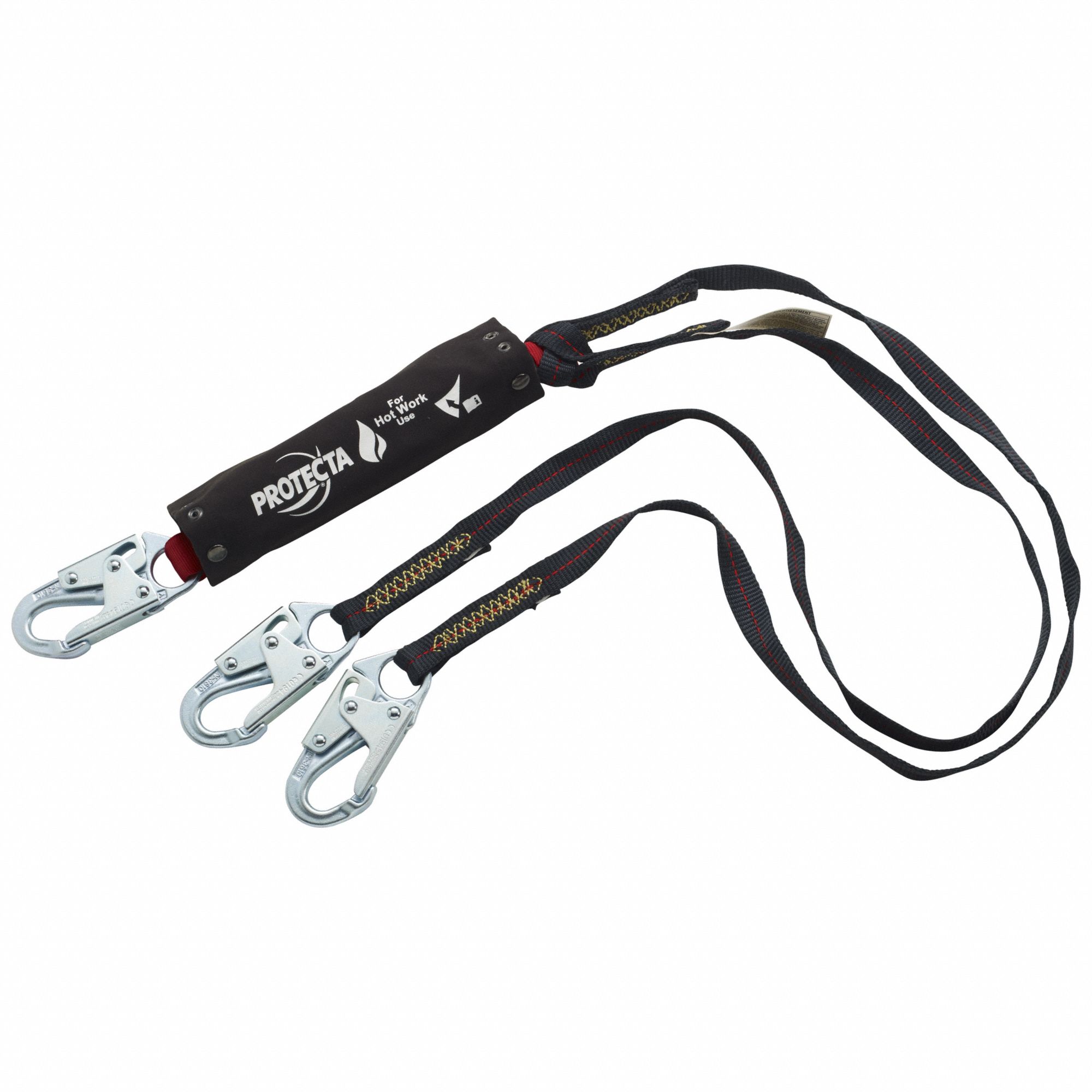 Shock-Absorbing Lanyard: Shock Pack, Steel Snap Hook, Steel Snap Hook, 310 lb Capacity