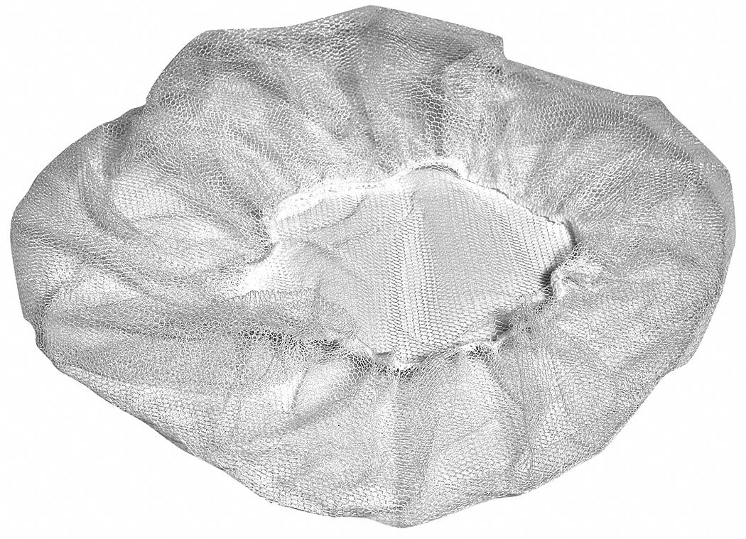 HAIRNET, GENERAL USE, 1/8 IN APERTURE, POLYESTER, LATEX-FREE, WHITE, 24 D, 100 PK