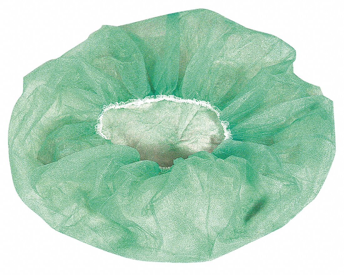 BOUFFANT CAP,PP,GREEN,21 IN DIA,PK1000