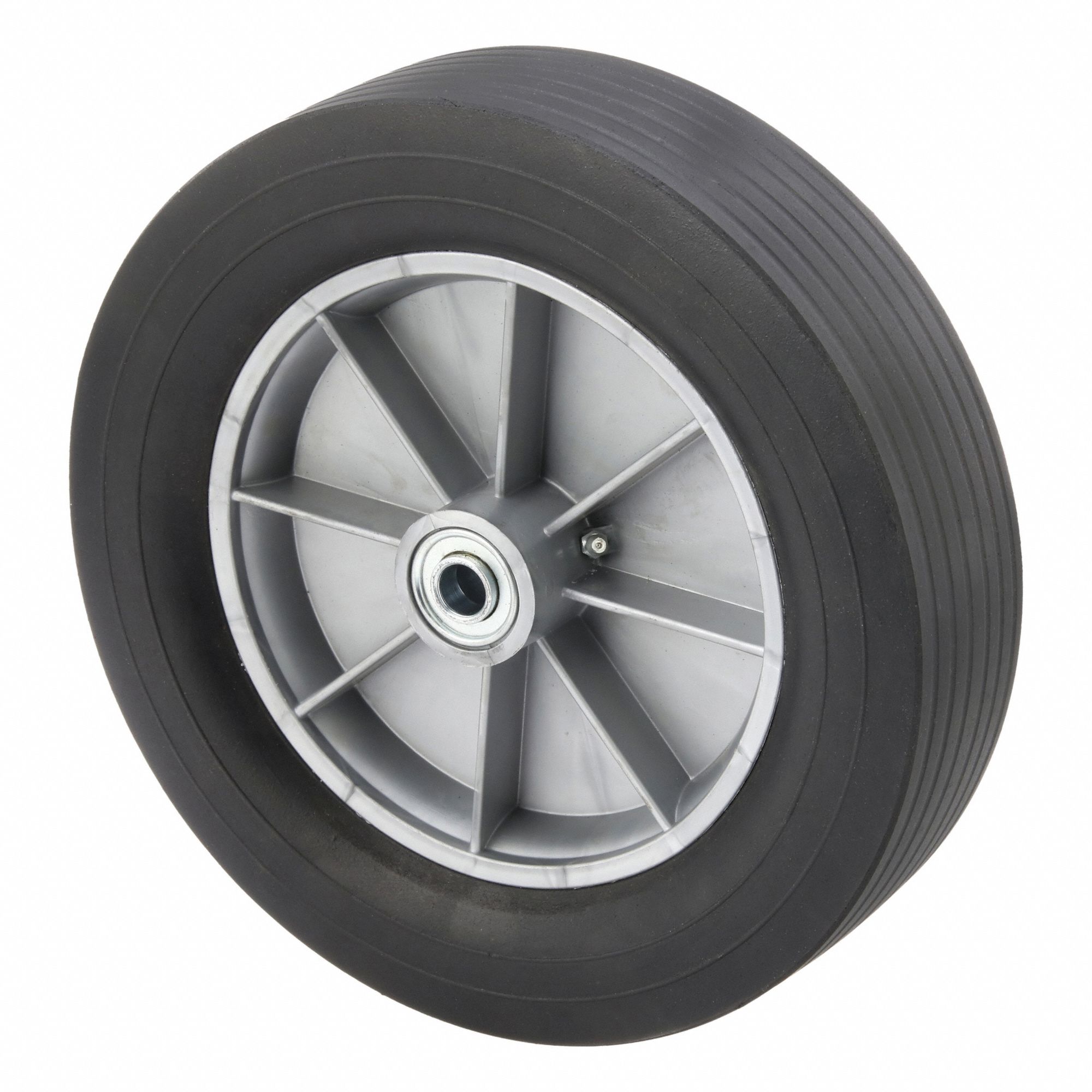 ROUE CAOUT. SOLIDE, 12 PO DIA, 3 PO LA