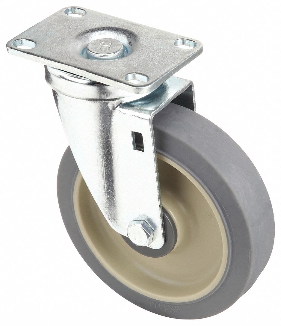 DEBRIS-RESISTANT STANDARD PLATE CASTER, 5 IN WHEEL DIA, 300 LB, SWIVEL CASTER, FIRM