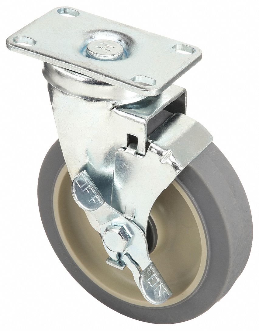 Plate Caster: Corrosion-Resistant/Debris-Resistant/Maint Free/Quiet-Roll, Swivel