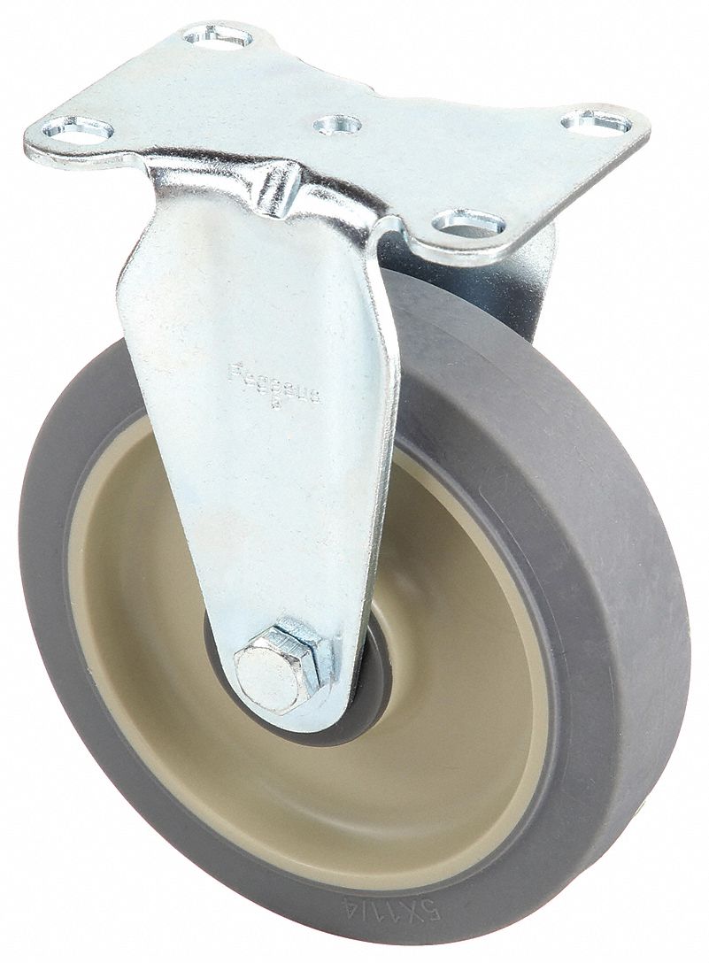 DEBRIS-RESISTANT STANDARD PLATE CASTER, 5 IN WHEEL DIA, 300 LB, RIGID CASTER, FIRM