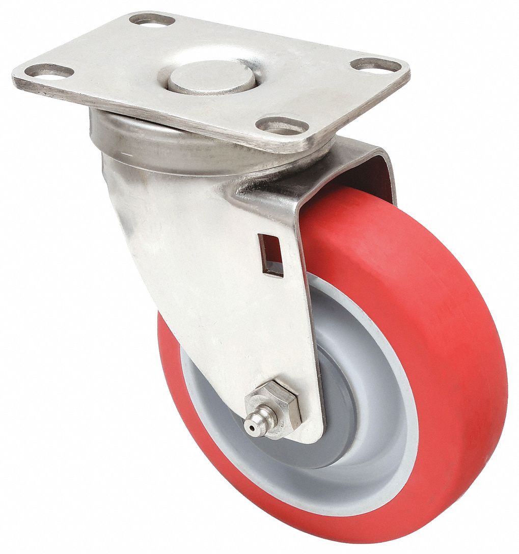 CORROSION- & DEBRIS-RESISTANT STANDARD PLATE CASTER, 4 IN WHEEL DIA, 300 LB, FIRM