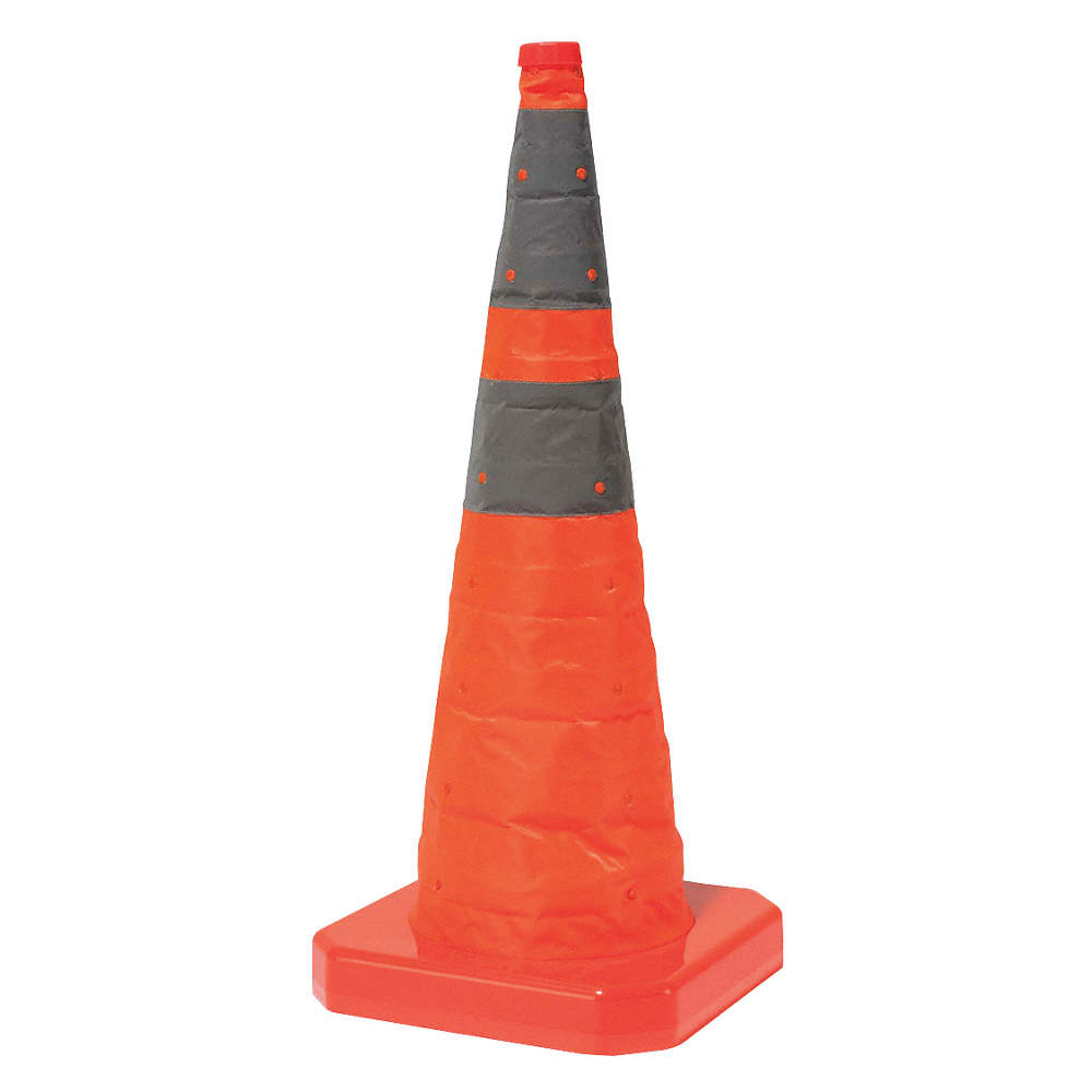 Black Rubber Base Cortina Pack N Pop Heavy Duty Collapsible Cone Orange 03-501-05 30 Height Pack of 5