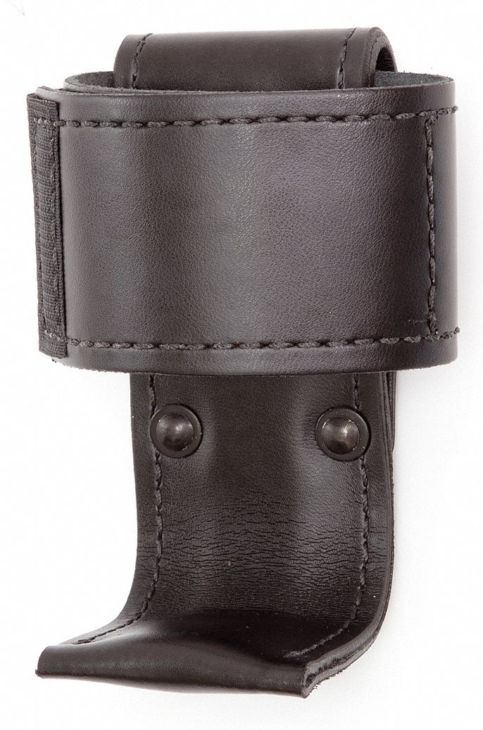 Radio Pouch: Black, Leather, Basket Weave, Hook-and-Loop Closure