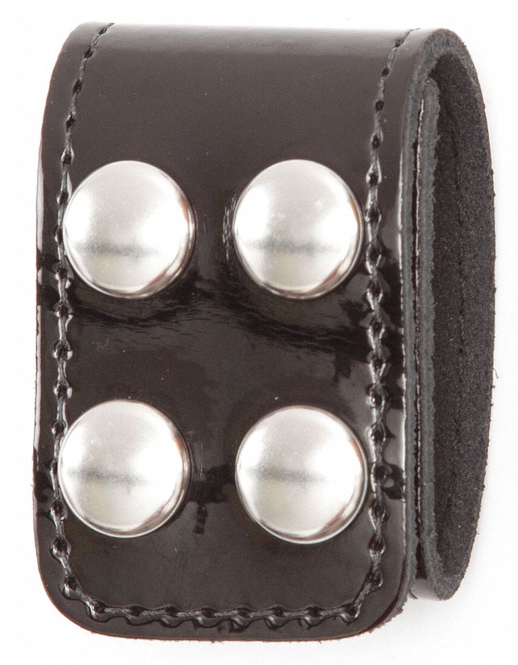 Belt Keeper: High Gloss Synthetic Polymer, 1 3/4 in Wd, Black, Nickel Snap