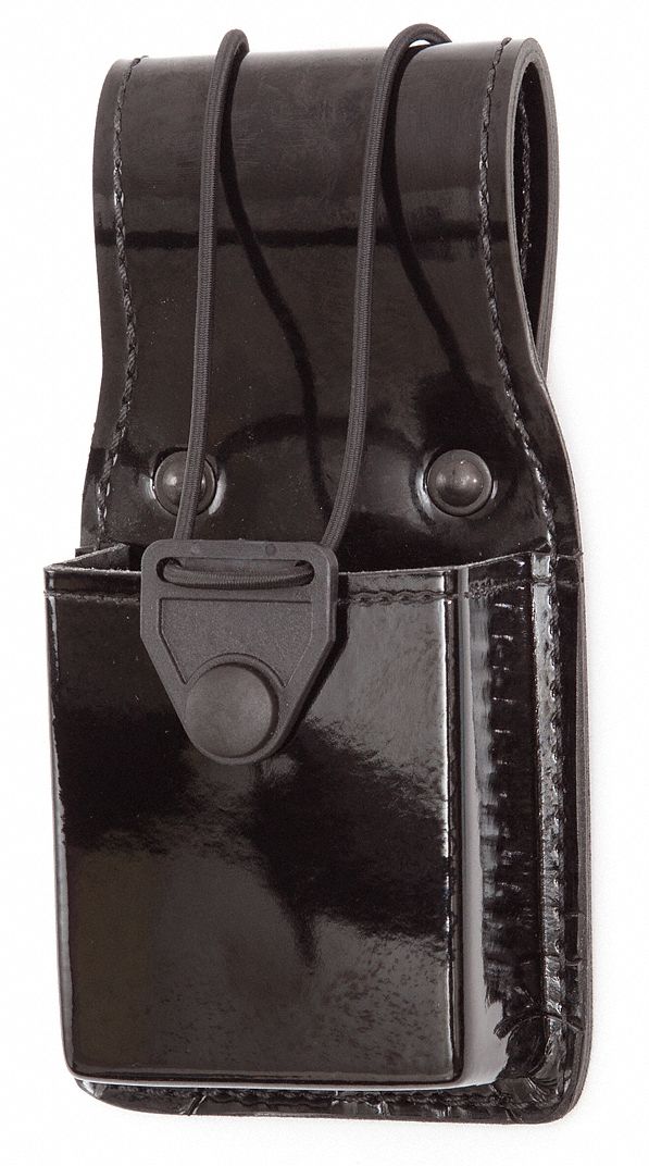 Radio Pouch: Black, Synthetic Polymer, High Gloss, Snap Closure