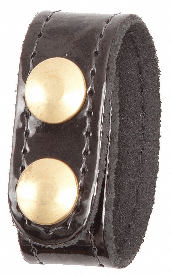 Belt Keeper: High Gloss Synthetic Polymer, Black, Brass Snap
