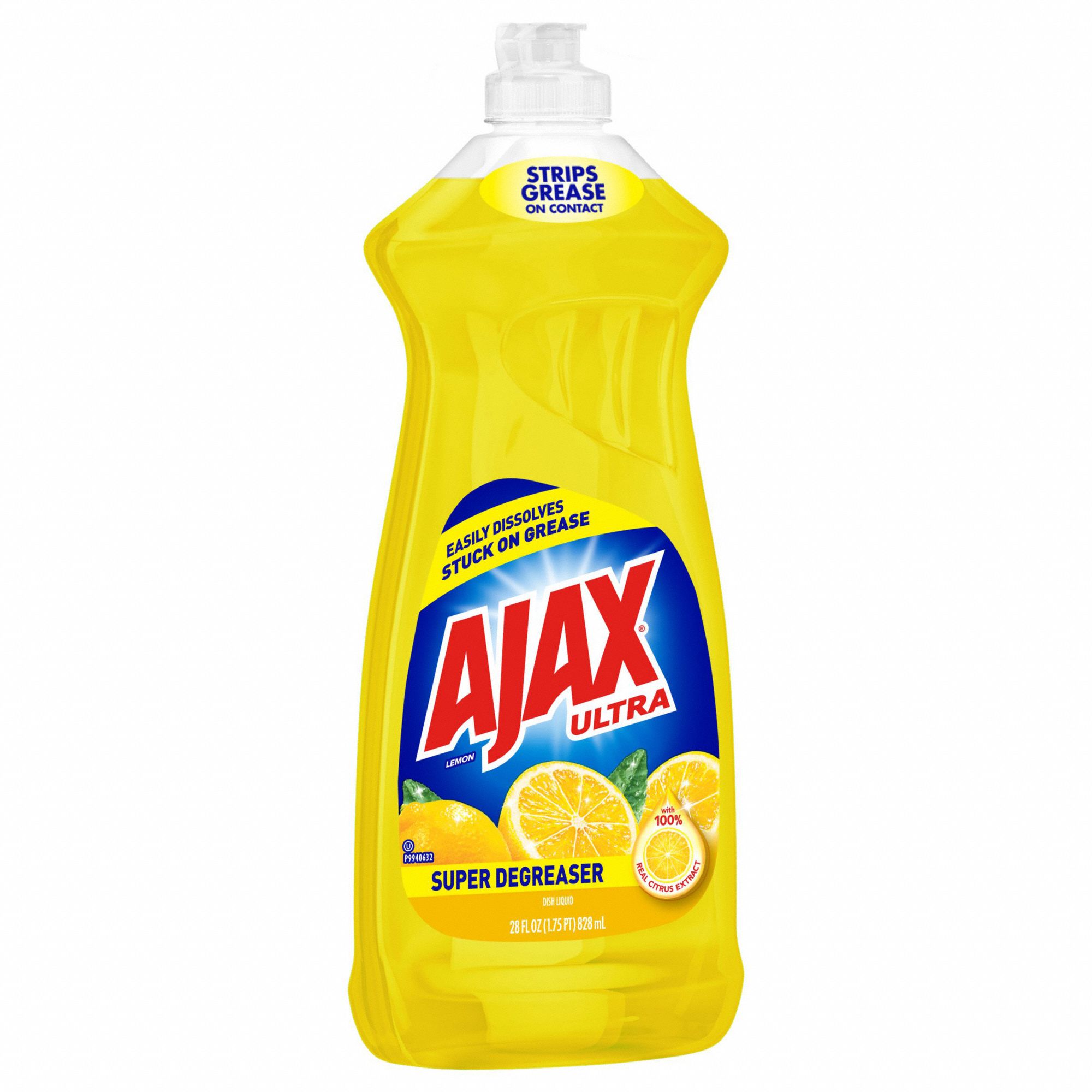 AJAX Dish Soap Hand Wash, Liquid, Bottle, 28 oz, Lemon, 9 PK 40NE61