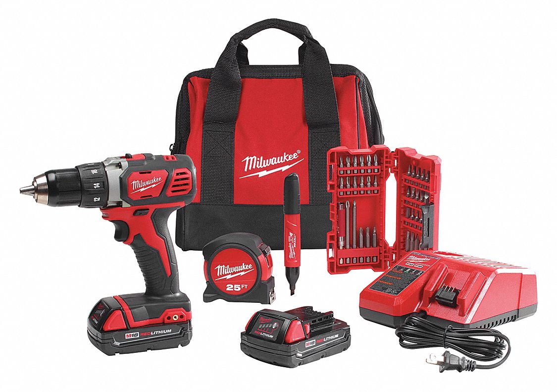 Cordless Drill/Driver Kit, 1/2 in Chuck Size - Grainger