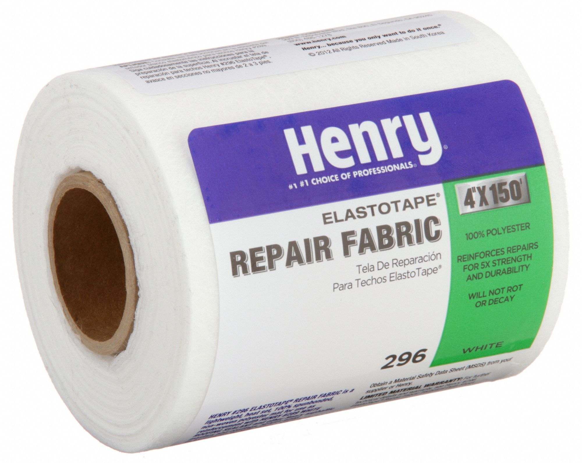HENRY Repair Fabric Roof Repair Fabrics, Polyester, White 40P309