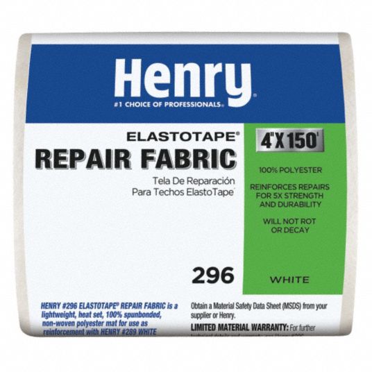 HENRY Repair Fabric Roof Repair Fabrics, Polyester, White 40P309HE296195 Grainger