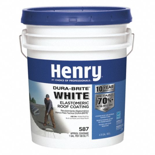 HENRY Elastomeric Roof Coating: Acrylic, White, 4.75 gal Container Size ...