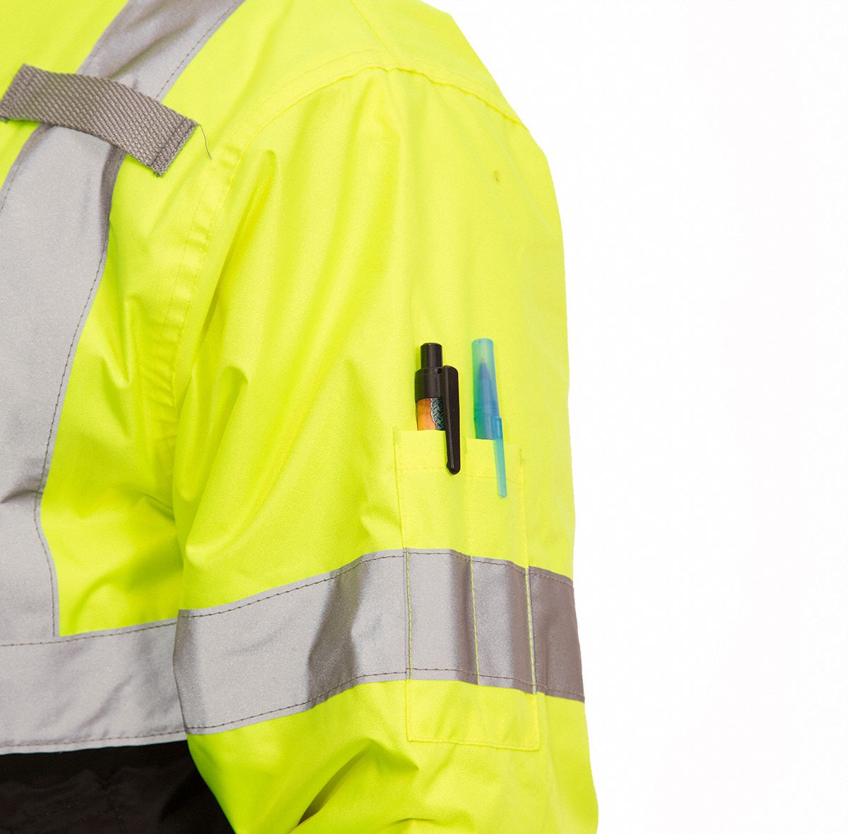 TINGLEY Jacket U, ANSI Class 3, XL, Green/Yellow, Zipper, 8 Pockets, Bomber Jacket, Jacket, Hip