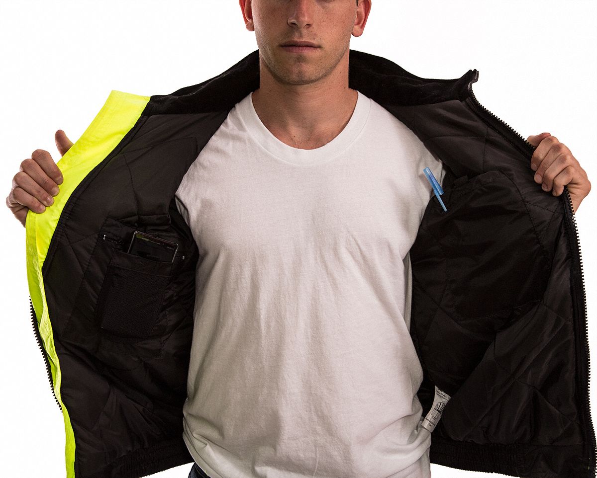 TINGLEY High Visibility Bomber Jacket, ANSI Class 3, Polyester ...