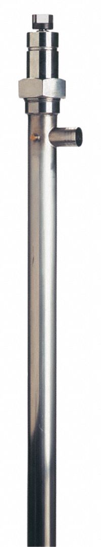 Drum Pump Tube: Fixed, 316 Stainless Steel, 1 1/2 in Inlet Size, 30 psi Max Pressure