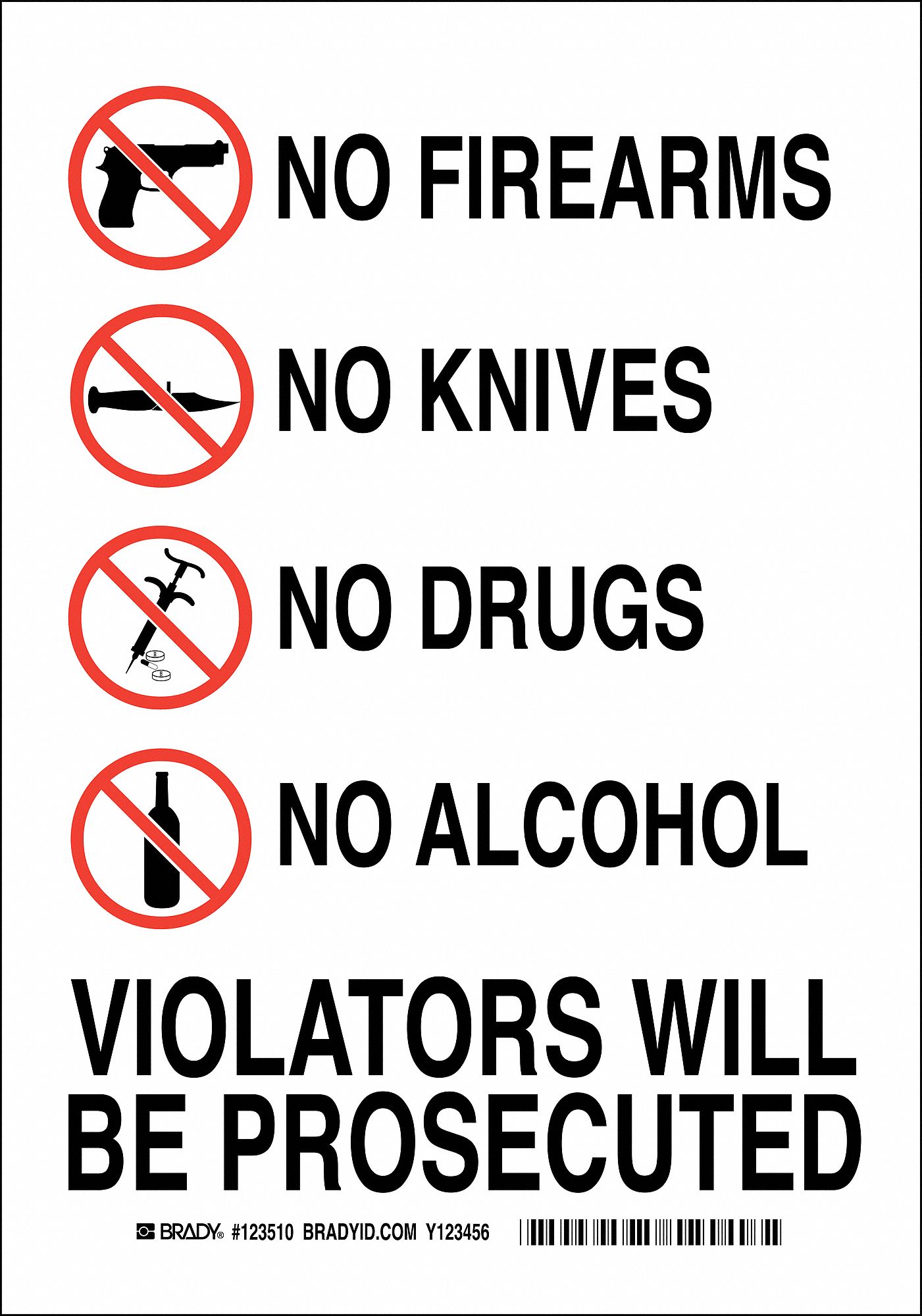 Admittance Sign, 10 x 7In, Blk and Red/Wht