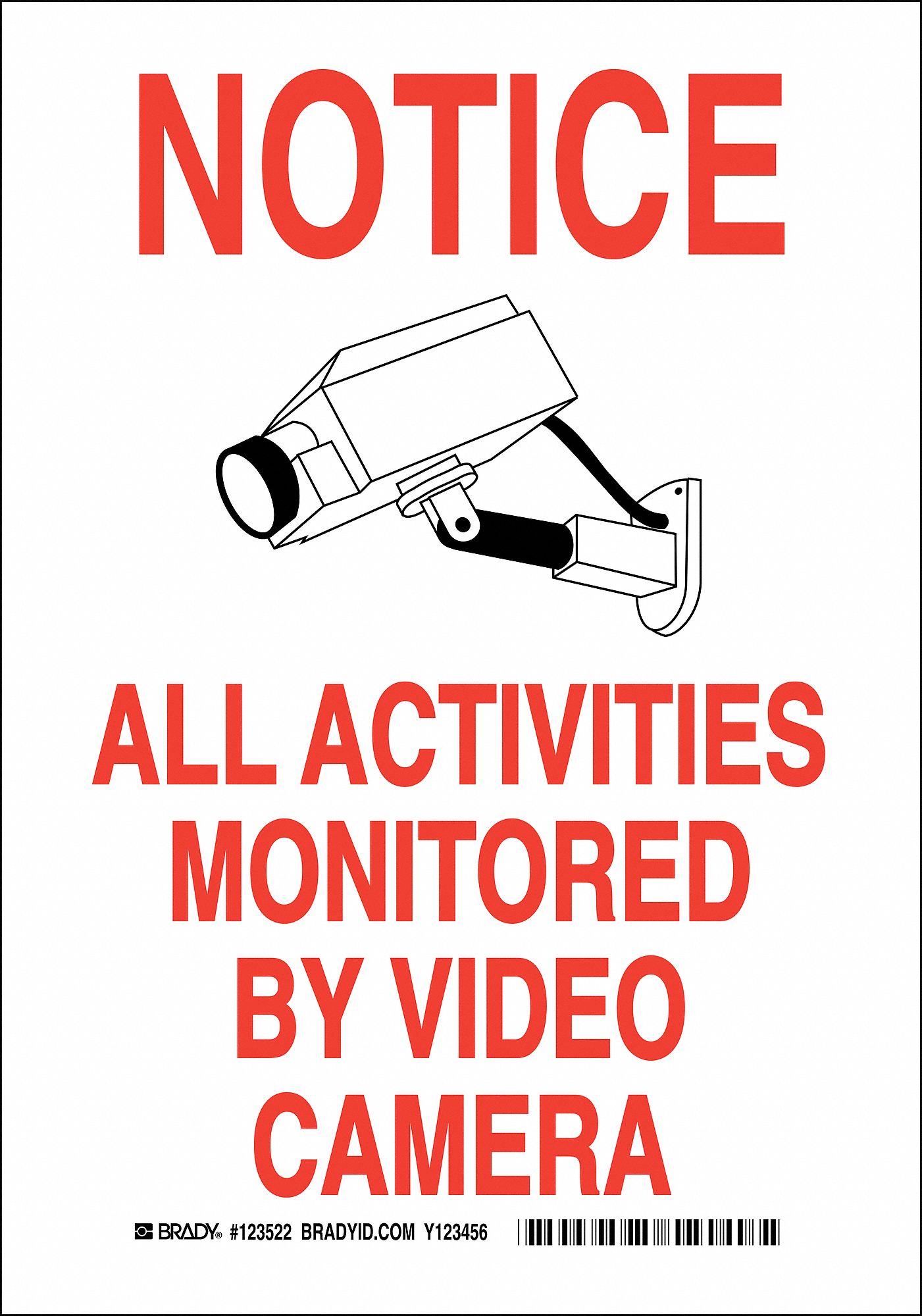 Security Sign, 10 x 7In, Black and Red/Wht