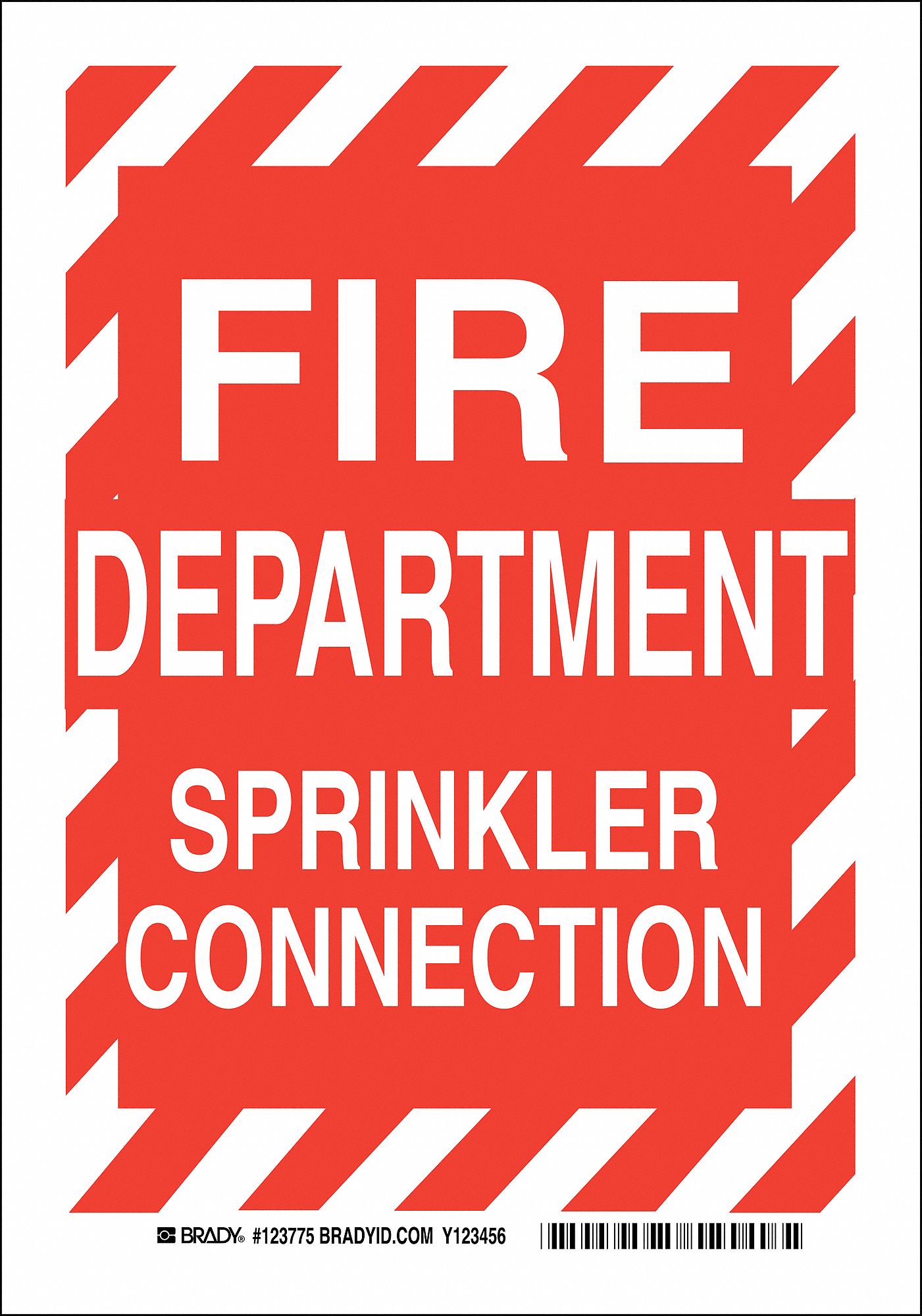 Fire Dept Sign, 10 x 7In, White/Red