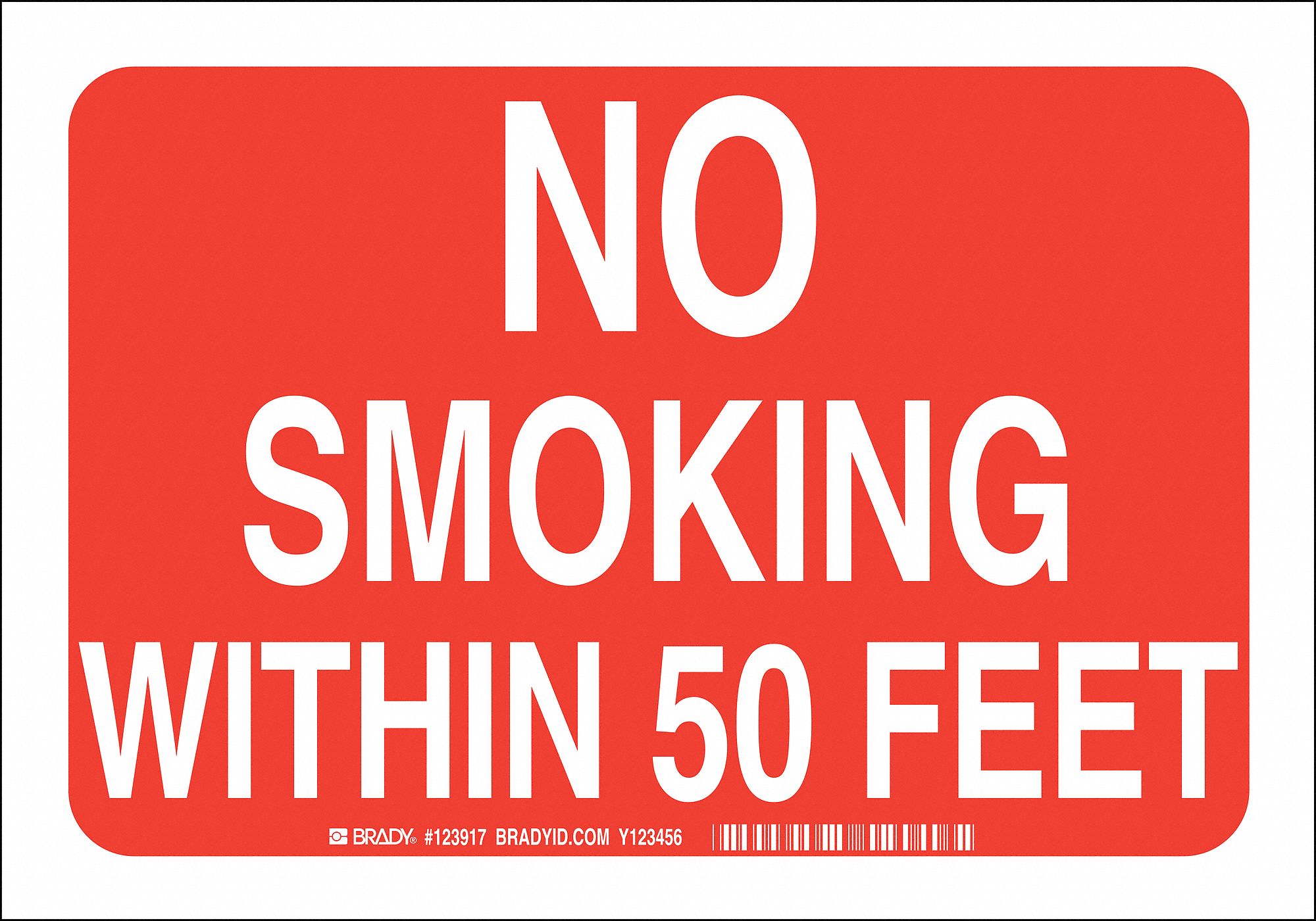 No Smoking Sign, 10 x 14In, White/Red
