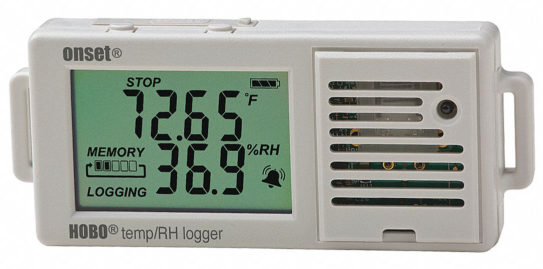 Data Logger: ±3.5% RH from 25% to 85% RH Accuracy, -4° to 158°F, 1 yr Battery Life, USB
