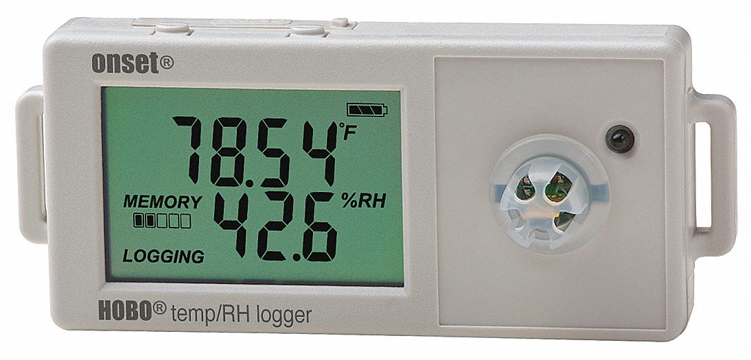 HOBO Data Logger ±2.5 RH from 10 to 90 RH Accuracy, 4° to 158°F, 1 yr Battery Life, USB