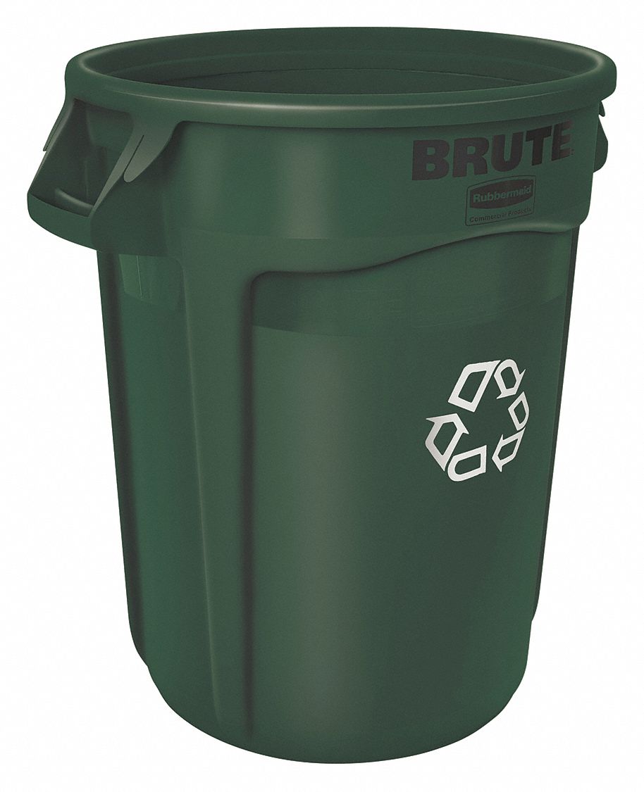 Rubbermaid Commercial Products 32 Gal Round Recycling Can Plastic Green 40pm331788472 