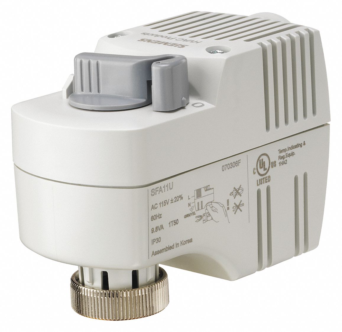 SIEMENS Normally Open Zone Valve Actuator, Standard Closeoff Pressure