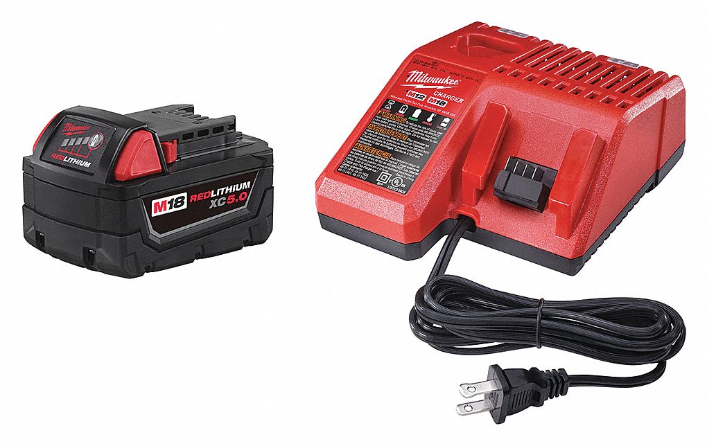 REDLITHIUM BATTERY AND CHARGER KIT, M18, 5 AH, 18V, 120V AC, LI-ION, STANDARD CHARGER