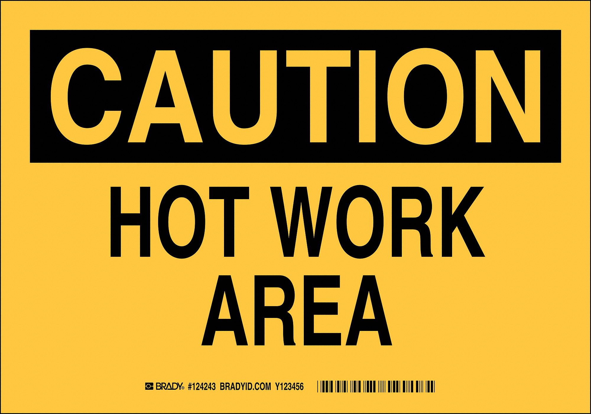 Caution Sign, 10 x 14In, Black/Yellow