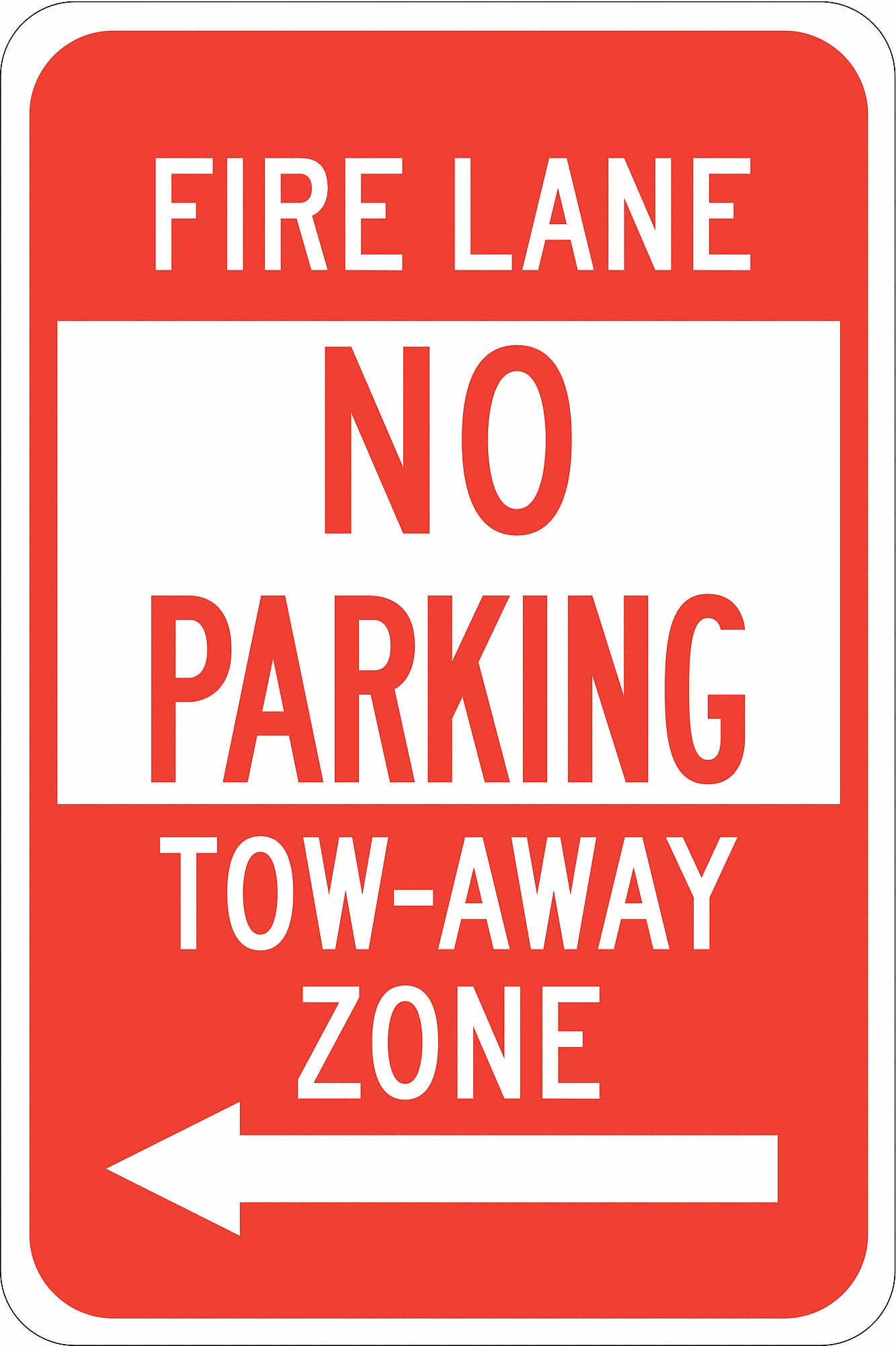 Fire Lane No Parking Sign, 18" x 12"